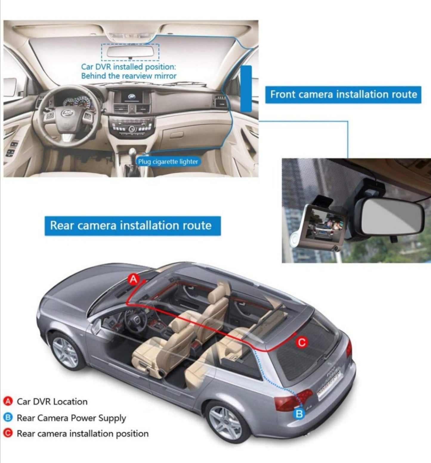 Auto kamera 3u1 Auto kamera Full HD unutrasnja i zadnja