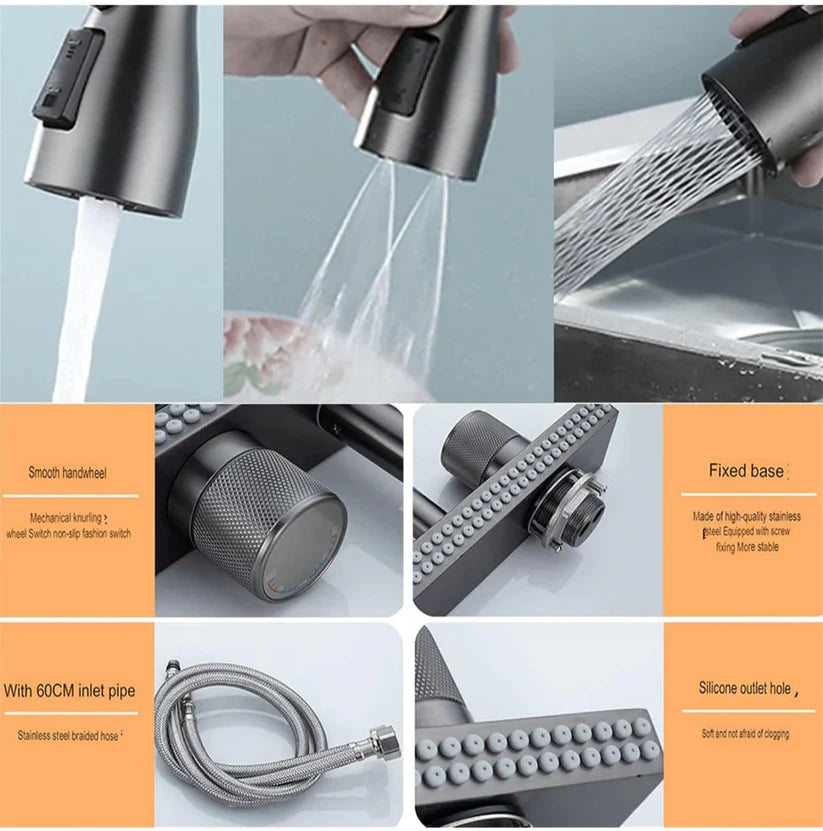 Luksuzna slavina za sudoperu sa tušem – 4 funkcije prskanja!