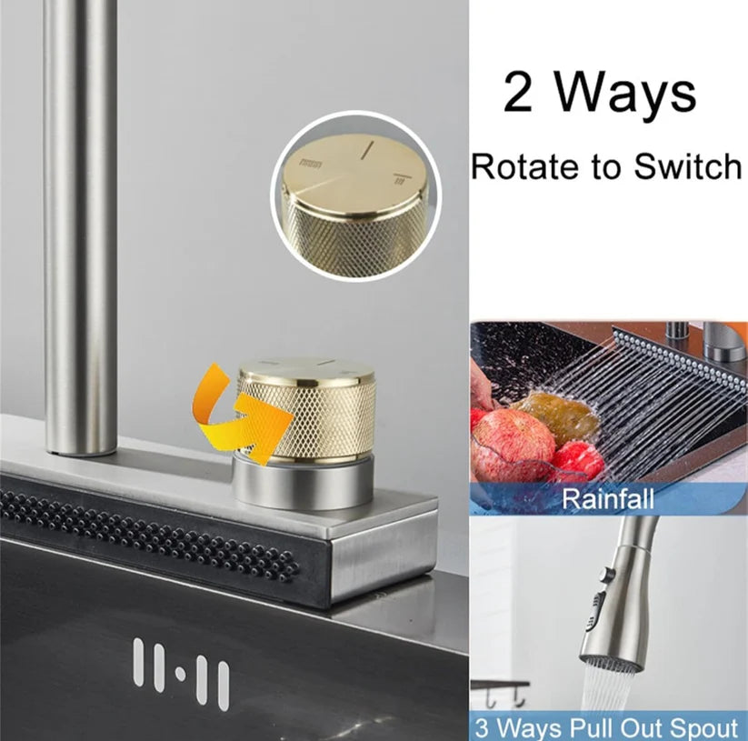 Luksuzna slavina za sudoperu sa tušem – 4 funkcije prskanja!